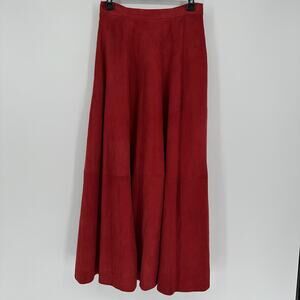 Ellen Tracy Skirt Womens 8 Genuine Leather Suede Maxi Full Length Lined Pockets